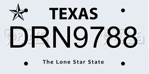 DRN9788 Texas License Plate