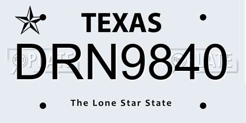 DRN9840 Texas License Plate