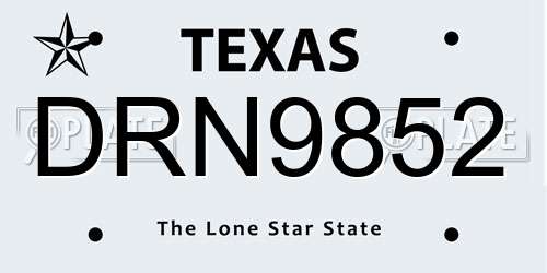DRN9852 Texas License Plate