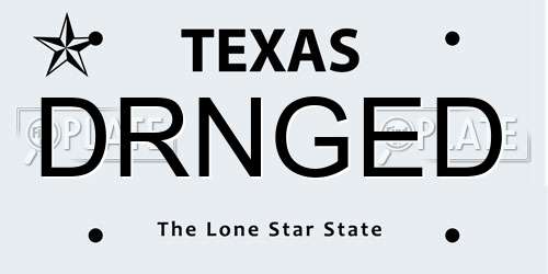 DRNGED Texas License Plate