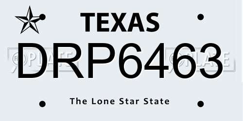 DRP6463 Texas License Plate