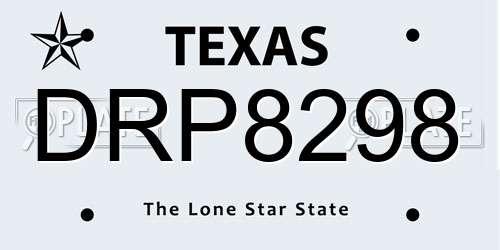DRP8298 Texas License Plate