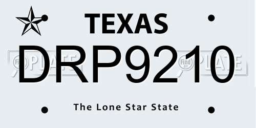 DRP9210 Texas License Plate