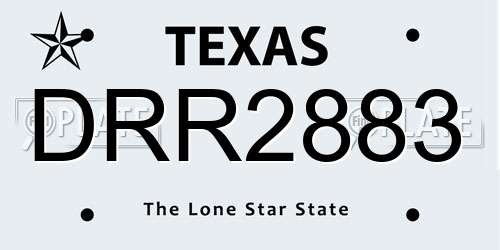 DRR2883 Texas License Plate