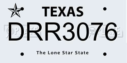 DRR3076 Texas License Plate