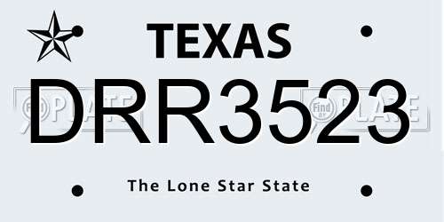 DRR3523 Texas License Plate