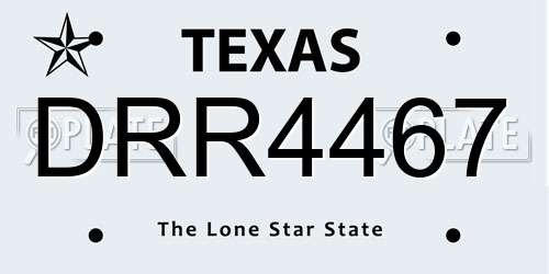 DRR4467 Texas License Plate
