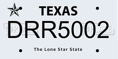 DRR5002 Texas License Plate