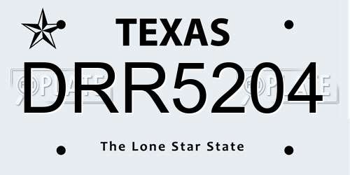 DRR5204 Texas License Plate