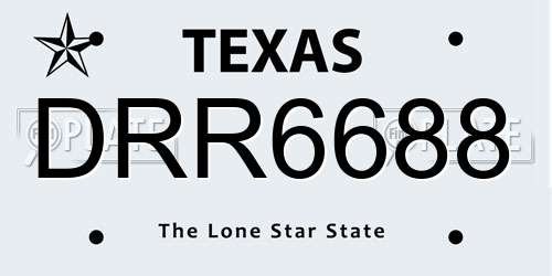 DRR6688 Texas License Plate
