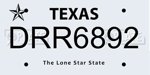 DRR6892 Texas License Plate