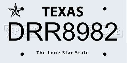 DRR8982 Texas License Plate