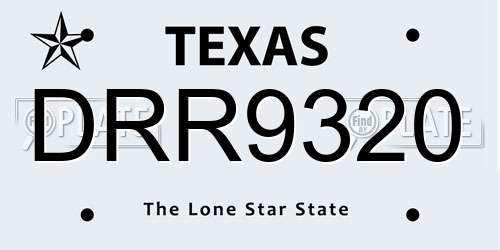 DRR9320 Texas License Plate