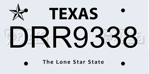 DRR9338 Texas License Plate