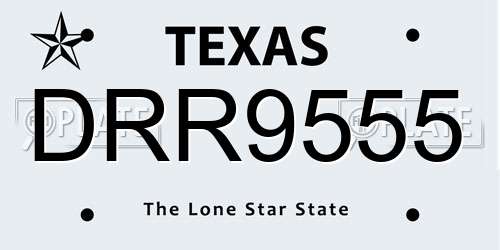 DRR9555 Texas License Plate