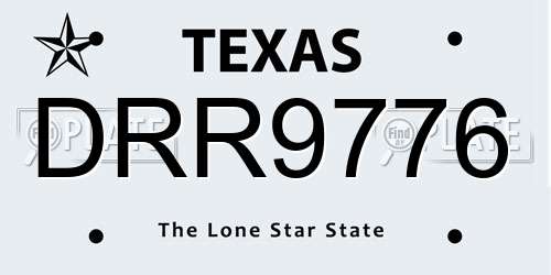 DRR9776 Texas License Plate