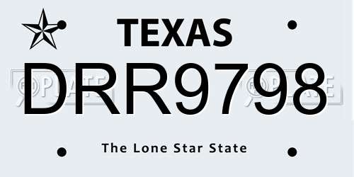 DRR9798 Texas License Plate