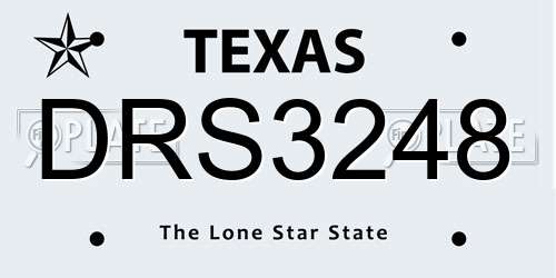 DRS3248 Texas License Plate