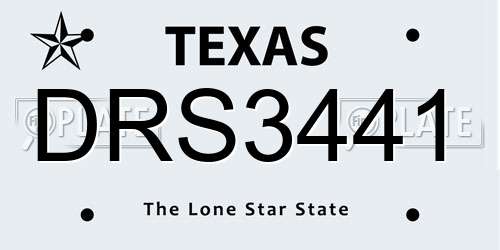 DRS3441 Texas License Plate