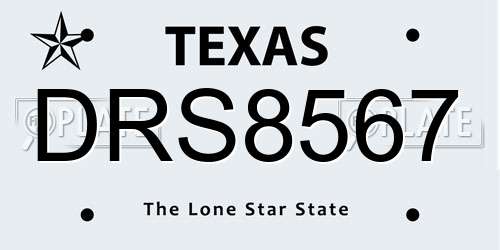 DRS8567 Texas License Plate
