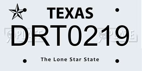 DRT0219 Texas License Plate