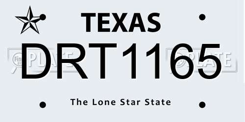 DRT1165 Texas License Plate