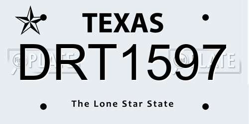 DRT1597 Texas License Plate