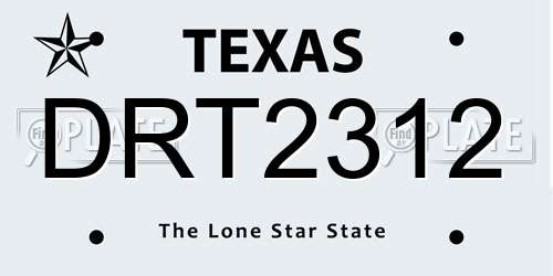 DRT2312 Texas License Plate