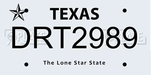 DRT2989 Texas License Plate