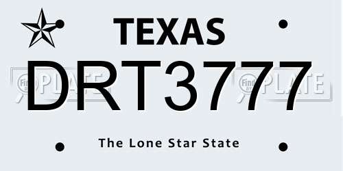 DRT3777 Texas License Plate