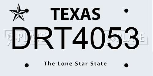 DRT4053 Texas License Plate