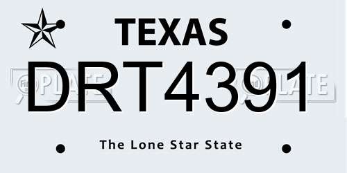 DRT4391 Texas License Plate