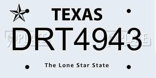 DRT4943 Texas License Plate