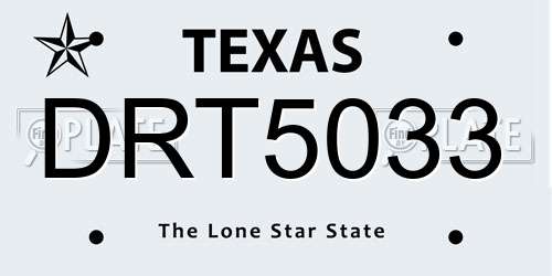 DRT5033 Texas License Plate