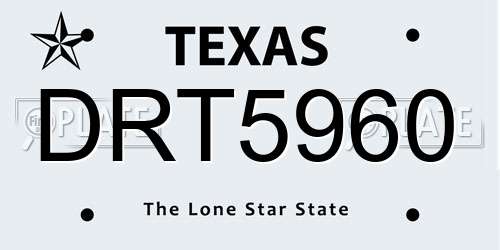 DRT5960 Texas License Plate