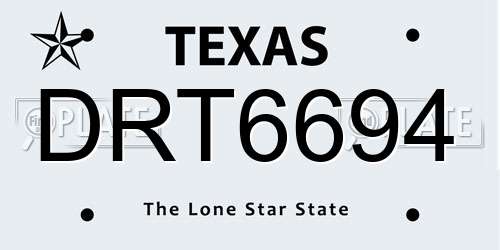 DRT6694 Texas License Plate