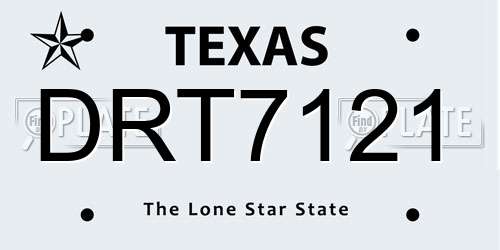DRT7121 Texas License Plate