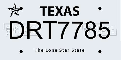 DRT7785 Texas License Plate