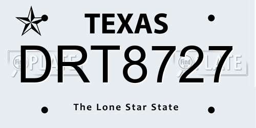 DRT8727 Texas License Plate