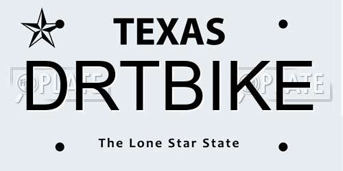 DRTBIKE Texas License Plate