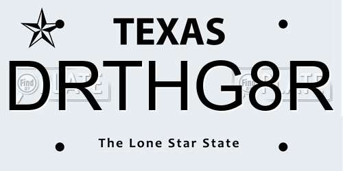 DRTHG8R Texas License Plate