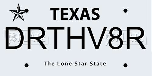 DRTHV8R Texas License Plate
