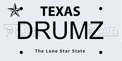 DRUMZ Texas License Plate
