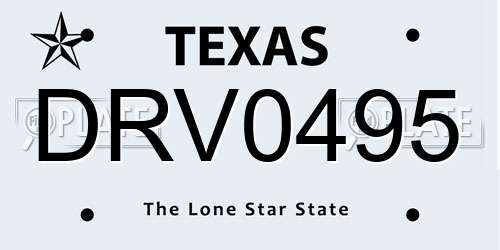 DRV0495 Texas License Plate