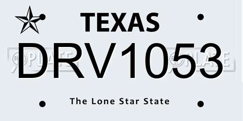 DRV1053 Texas License Plate