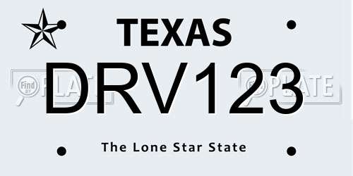 DRV123 Texas License Plate