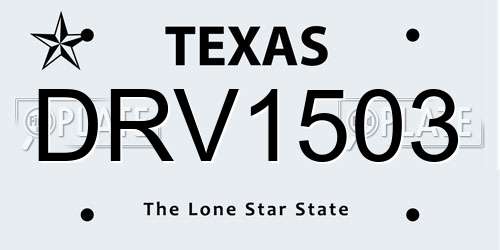 DRV1503 Texas License Plate