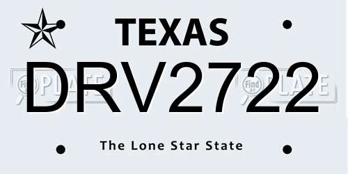 DRV2722 Texas License Plate