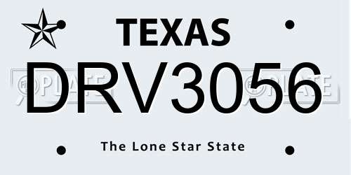 DRV3056 Texas License Plate