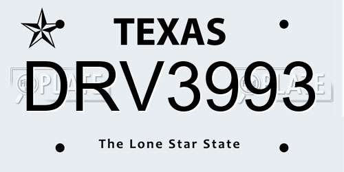 DRV3993 Texas License Plate